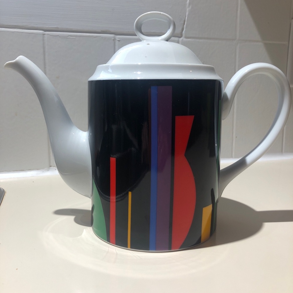 Vintage Toscany Geometric Porcelain Teapot